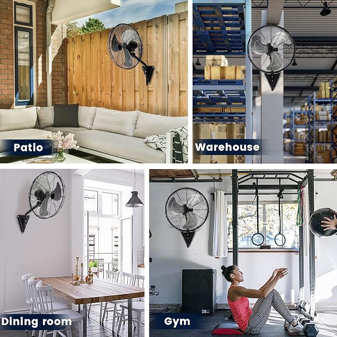 TMWINGS 20 Inch Wall Mount Fan, Heavy Duty Oscillating Wall Mounted Fan with 6600 CFM, High Velocity 3 Speed Fans with Adjustable Tilting for Workshop, Garage, Patios, Commercial and Industrial