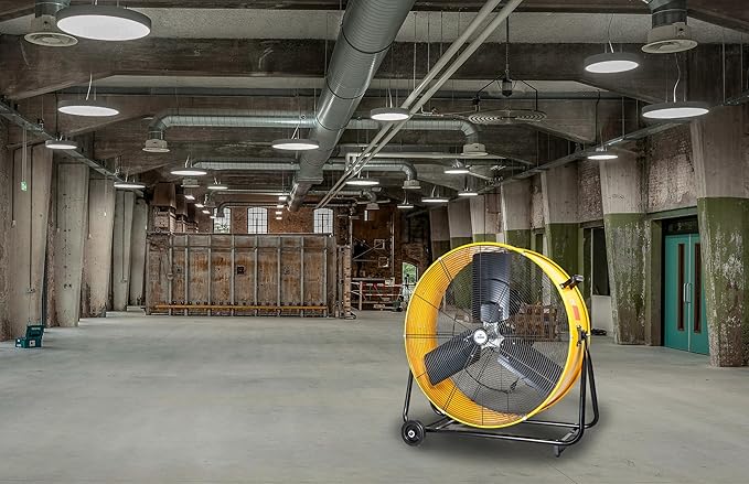 iLiving 30 Inches 12350 CFM Heavy Duty High Velocity Barrel Floor Drum Fan with DC Brushless Motor, Stepless Speed Adjustment for Workshop, Garage, Commercial or Industrial, UL Safety Listed