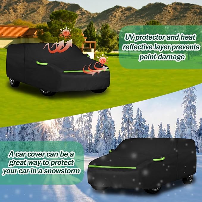 Car Cover for 2003-2025 Chevrolet Express Van/GMC Savana Cargo Van 1500/2500/3500 Regular SWB, Waterproof 210T Sun Rain UV Dust Snow Protection Car Cover with Zipper Door & Windproof Straps