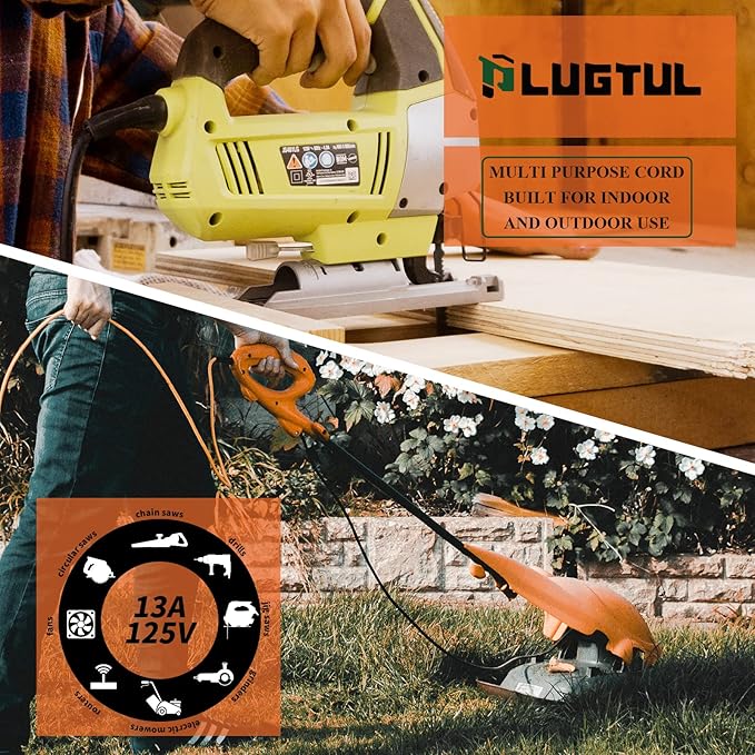 Outdoor Extension Cord 6 FT Waterproof, 16/3 Gauge Heavy Duty 3 Prong Extension Cord, 13A 1625W SJTW, ETL Listed, Great for Garden and Home, Orange