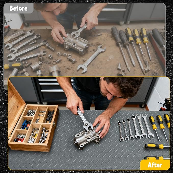 Workbench Mat, PVC Work Bench Mat with Non-Slip Texture, 2mm Thick Scratch & Stain Resistant Surface for Painting, Woodworking, Crafting, Building and Tool Protection (Grey, 23.62" x 47.24")