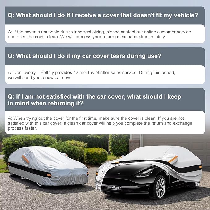 10 Layers Car Cover Custom Fit for Tesla Model Y (2020-2026), Waterproof All Weather for Automobiles, Outdoor Full Cover Sun Dust Rain Protection with Cotton. Silver
