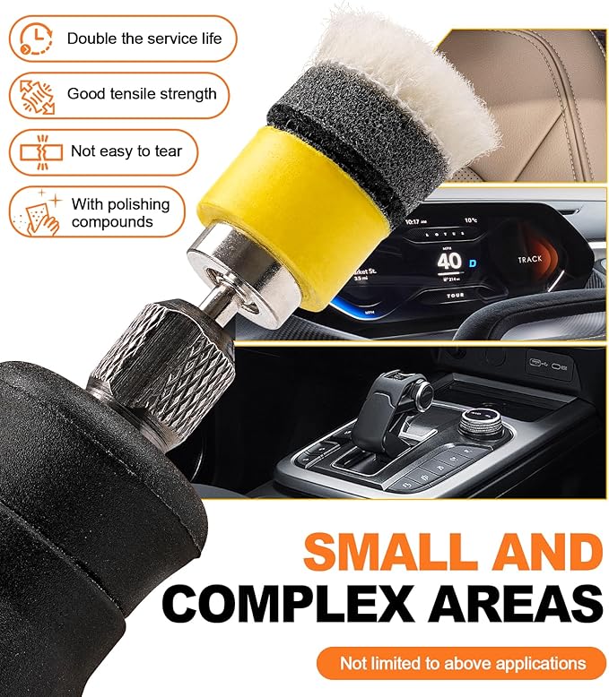 SI FANG 22 Pcs Mini Buffing Polishing Pads Kit, Car Details Mini Polisher Foam Pads for Drill Rotary Tool Buffer Tight Area Detailing Paint Polish Waxing & Glaze, Interior Headlight Door Handles