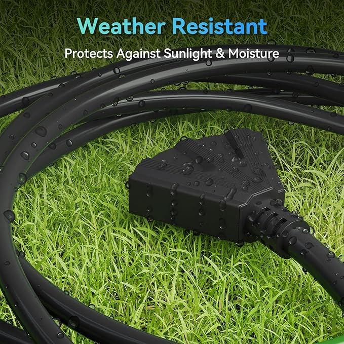 K KASONIC - 25 Ft Extension Cord with 3 Outlets, UL Listed 16/3 SJTW 3-Wire Grounded, 13A 125V 1625W for Indoor/Outdoor Use - Black