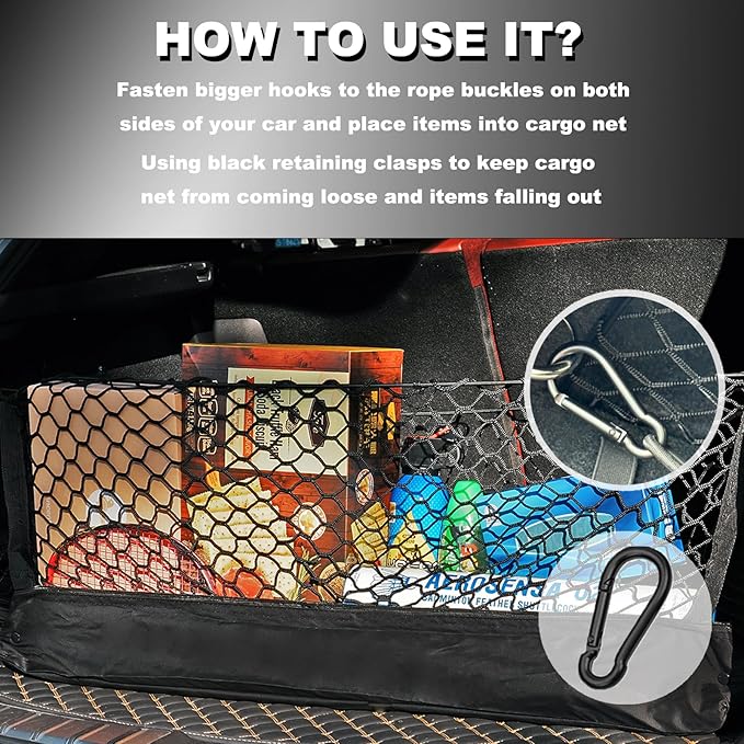 Envelope Style Cargo Net Truck Bed Storage Compatible with Chevrole Pickup Chevy Silverado Colorado WT LS LT LTZ & GMC Sierra New 2026 2025 2024 2023 2022 2013 Trunk Car Rear Tailgate Touring Netting