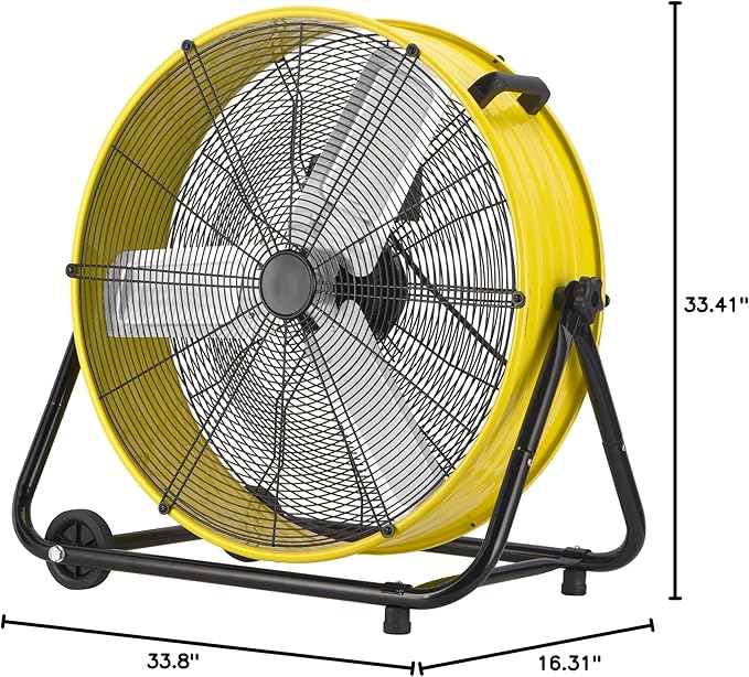 Uthfy 14000 CFM Heavy Duty Industrial Drum Fan, 30 Inch 550W High Velocity Floor Fan with 3 Speeds, 360° Tilt Metal Garage Fan for Warehouse, Commercial, Workshop, Factory and Basement