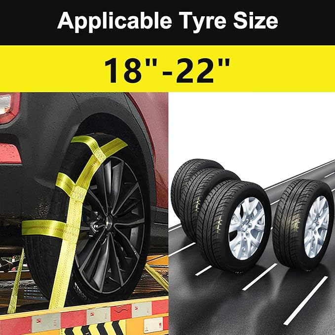 2 Pieces Tow Dolly Straps, Universal Adjustable Tie Down Tow Straps 18" to 22" Rim Size Fits for Demco Kar Kaddy Dollys with 2 Flat Hooks