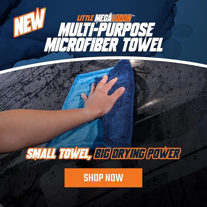 Chemical Guys Little Megalodon Multi Purpose Microfiber Towel (2 Pack) 13.7 x 13.7 Inch – Ultra Plush Detailing Towels for Car Wash, Drying, Interior Cleaning, Glass, Dusting & Polishing