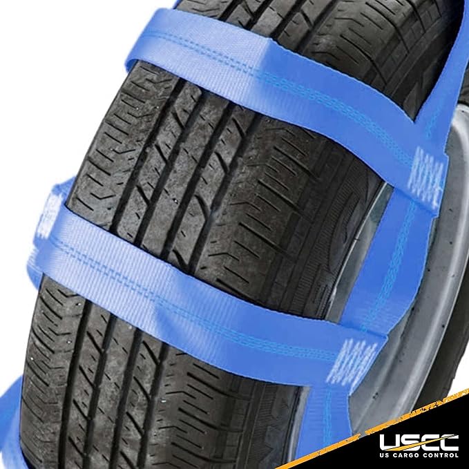 US Cargo Control Large Tow Dolly Basket Straps with Snap Hooks (4 Pack), for Wheel Tire Sizes 17 Inches or Larger, 3,333 Pound Working Load Limit