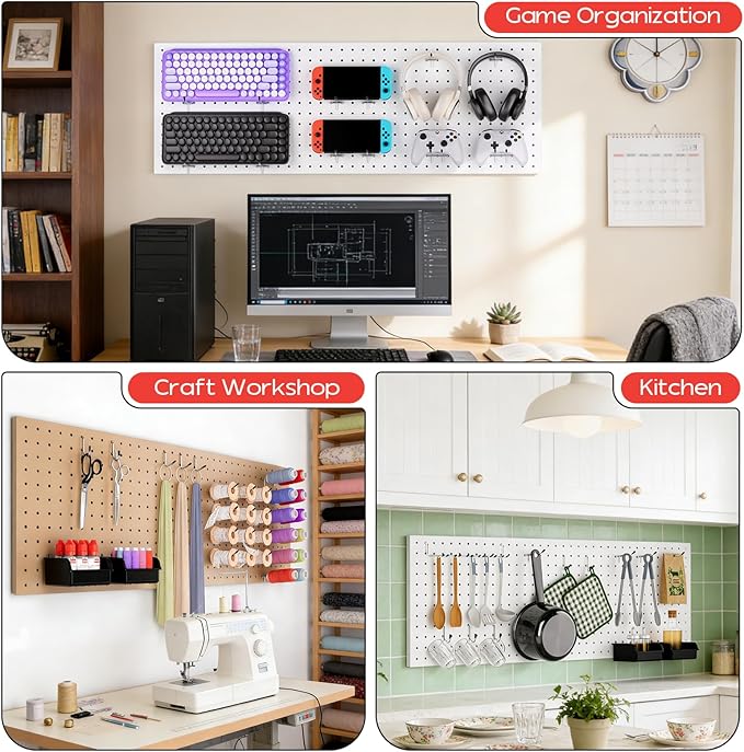 278PCS Upgraded Pegboard Hooks Assortment, Peg Board Organizer Accessories with Bins, Fit 1/8 or 1/4 inch PegBoard for Hanging Tools Storage, Garage, Workbench, Wall, Craft Room and Workshop