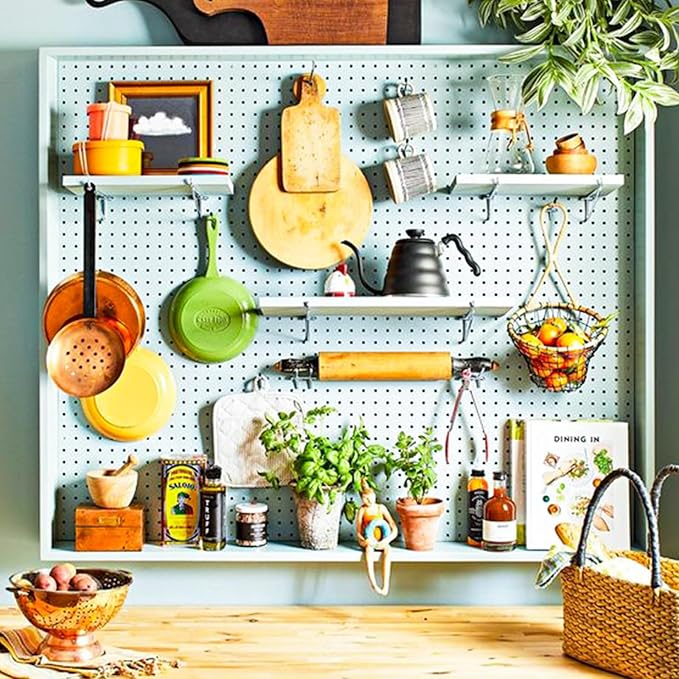 Pegboard Shelf Set - 6 Heavy Duty Peg Board Shelves & Steel Brackets, Organizer for Storage, Garage, Workbench, Craft, Office