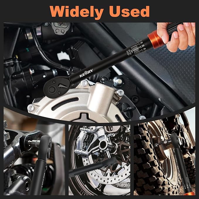 Kerry 3/8 Inch Drive Click Torque Wrench, 5-50 FT.LB/6.8-67.8 Nm, ±3% High Accuracy, Dual Range Scales, Clearly Graduated, Eeasy Read, Hardened Alumium Alloy, 72 Tooth Click Torque Wrench for Bike