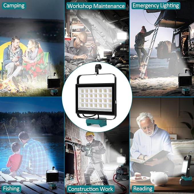 T-SUN 100W LED Work Light, Cordless Portable Light for 20V Max Battery(Not Included), Work Light with USB & Type C Charging Port, for Jobsites, Workshops, Emergency, Outdoor