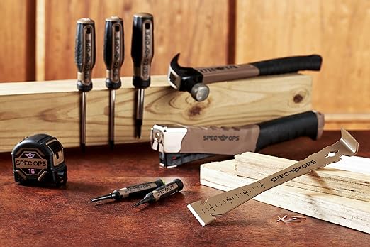 Spec Ops Tools 9.5" Trim Bar, Pry Bar, High Carbon Spring Steel, Built in Ruler and Pry Bar, Beveled Edges, Nail Puller, 3% Donated to Veterans