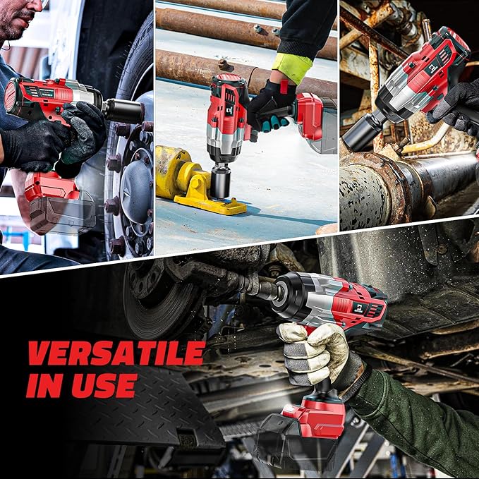 Cordless Impact Wrench 1/2 inch for Milwaukee 18V Battery: 1700FT-LBS High Torque Impact Wrench Heavy Duty Tool with 6 Sockets- Brushless Electric Impact Gun Includes LED Work Light - Bare Tool Only