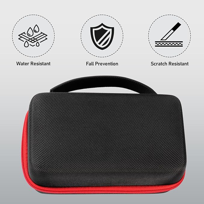 Case for Airmoto for MODARI Tire Inflator Portable Air Compressor Case,120 PSI Air Pump,Car Tire Pressure Gauge (150 PSI) Storage Bag, Air House, Connector and Accessories (Box Only)-(Black+Red)