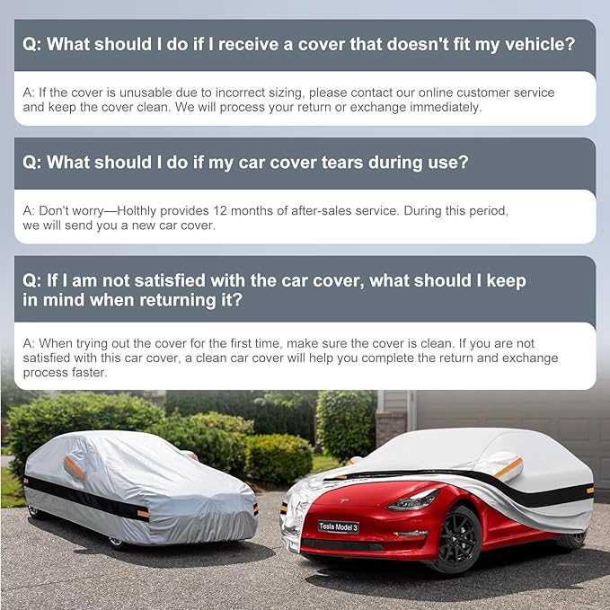 10 Layers Car Cover Custom Fit for Tesla Model 3 (2017-2026), Waterproof All Weather for Automobiles, Outdoor Full Cover Sun Dust Rain Protection with Cotton. Silver