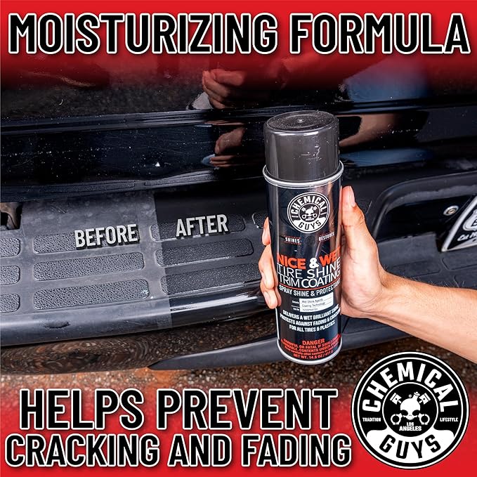 Chemical Guys Nice and Wet Tire Shine (Aerosol) (2 Pack) – High Gloss Tire Dressing Spray for Black Shine & Water-Based Protection