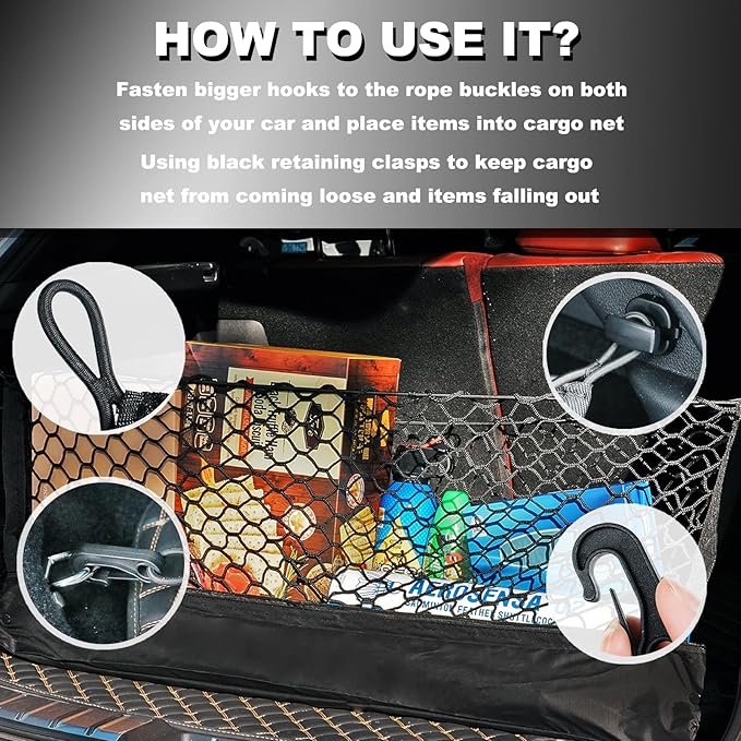 Envelope Style Cargo Net Compatible with Subaru Forester SK 2026 2025 2024 2023 2022 2021 2020 2019 2018 2017 2016 2015 2014 2013 2012 2011 2010 2009 2008-1998 Trunk Car Rear Tailgate Touring Netting