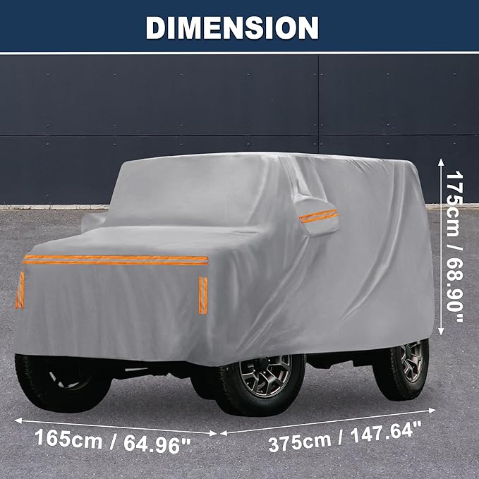 ACROPIX 1 Set Car Cover for Suzuki Jimny JB64W Jimny Sierra JB74W Outdoor Waterproof Sun Rain Dust Wind Snow Protection with Driver Door Zipper 1
