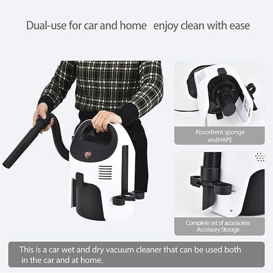 Portable Wet/Dry Vacuum, 2-Gallon, Small Shop Vacuum,Corded, Compact Wet/Dry Vacuum for Pets & Cars,Black-White Elf