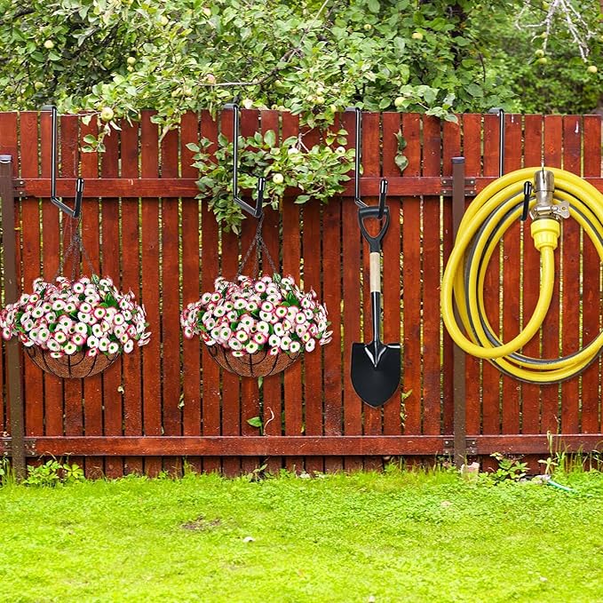 DINGEE Vinyl Coated Heavy Duty Large Hooks for Hanging,Rafter Hanger Hook,Garage Bike Hooks,Ladder Hooks Storage Organizer,Large Object,Tools,Hose,Ropes and Pool Equipment Hooks Black 4 Pack