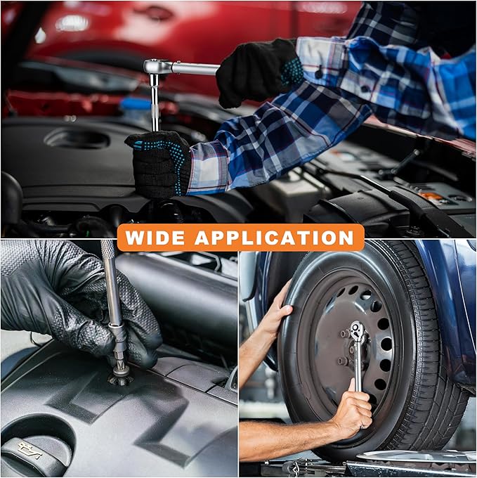 AEROFORCE 14PCS 3/8-Inch Drive Swivel Magnetic Spark Plug Socket Set with 3/8'' Torque Wrench (5-45 Lb.ft/6.8-61.2 Nm), Universal Joint & Extension Bar - Durable CR-V Steel for Easy Spark Plug Removal
