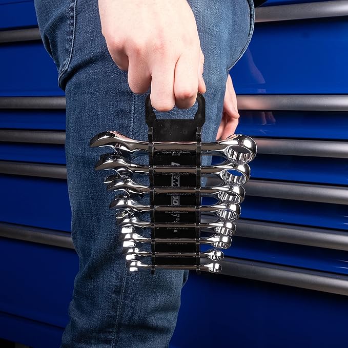 OEMTOOLS 23109 Stubby Wrench Organizer, For Shop, Garage, Or Tool Box, Organizers And Storage for Convenient Carrying, Case For Wrenches or Pegboard Tool Holder, 10 Inches, Black