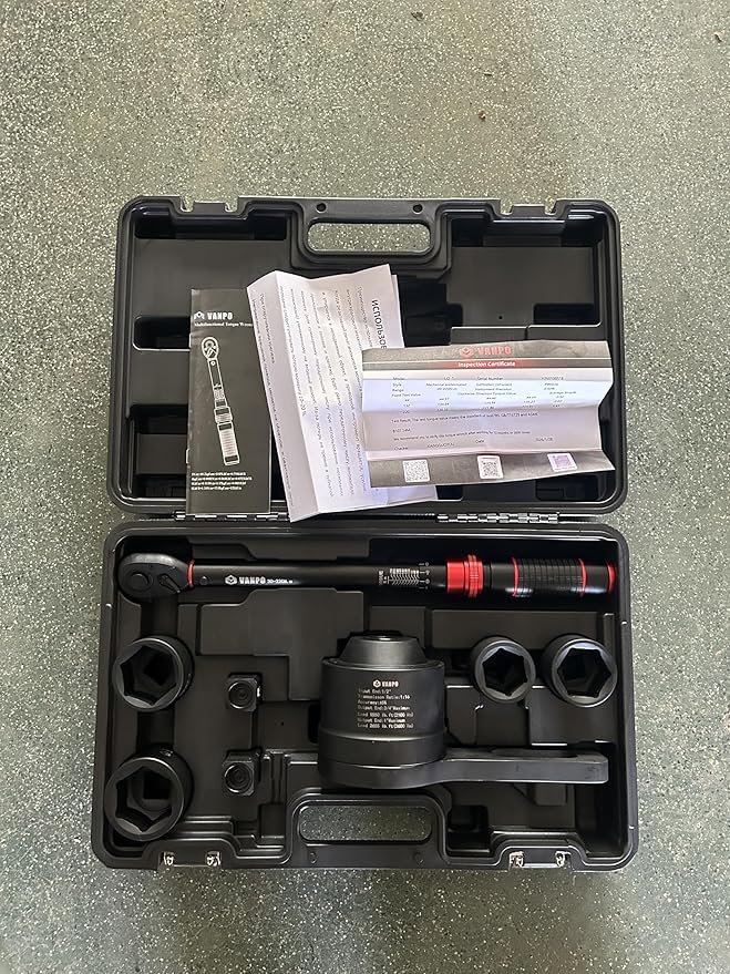 VANPO Torque Multiplier, 1/2" Drive Input to 3/4" & 1" Dual Output, Max 2655 Ft.lb/3600 N.m, 1:16 Ratio Heavy Duty Torque Multiplier Wrench Set with 1/2" Torque Wrench (20-220Nm) & 4 Impact Sockets