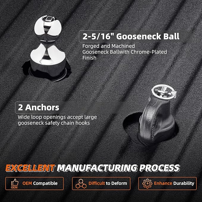 60692 Gooseneck Hitch Kit, 2-5/16 Gooesneck Ball Fits Ford 2013-2026 Ford F250 F350 F450, 2016-2026 Chevrolet Silverado, GMC Sierra & Titan XD,30000 lbs GTW/ 7500 lbs VTW,2 Safety Chain