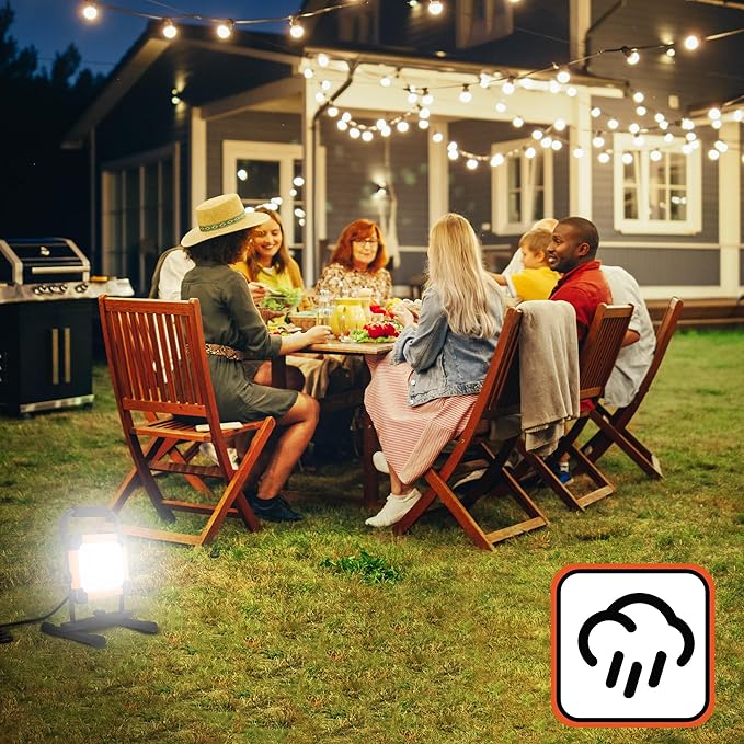 BLACK+DECKER LED Work Light, 3000 Lumens LED Panel Flood Light, IP65 Waterproof, Shock Resistant, 120° Beam Angle, ETL Certified, Pivoting H-Stand, Tripod Compatible, Compact & Portable, 120V Plug
