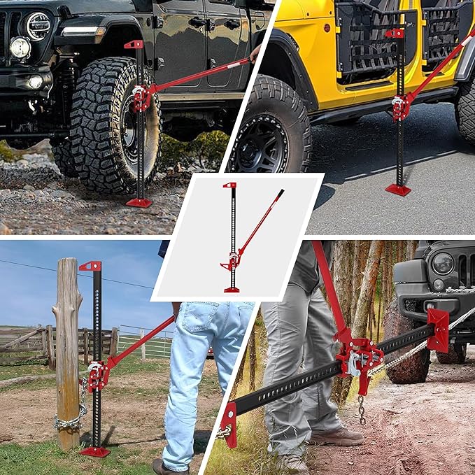 GarveeTech 48" Farm Jack, 3 Ton Capacity Ratcheting Off Road, Utility Heavy-Duty F-arm J-ack for Tractor, Truck, SUV, Lift Height 5.12-41.14 inches