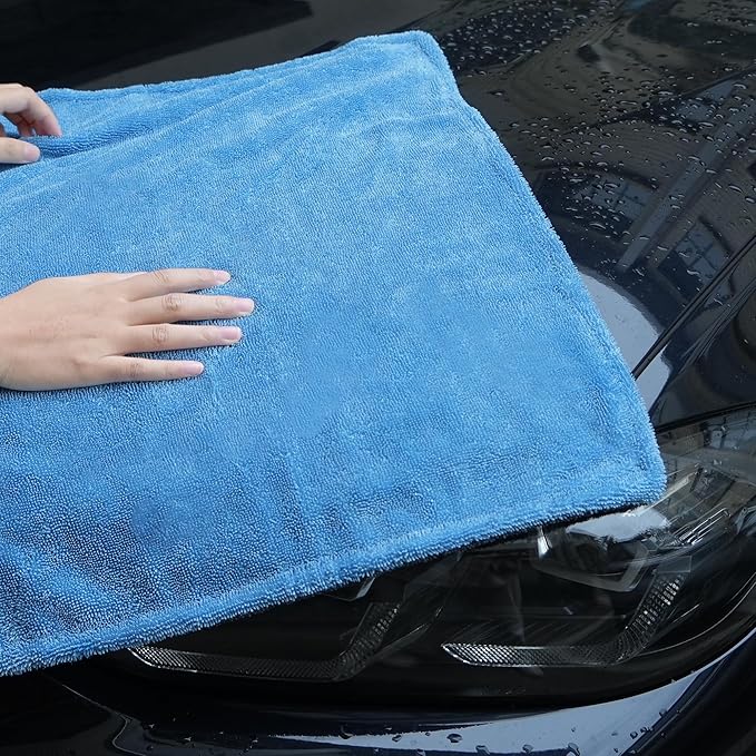 LIVOS Car Drying Towel, Premium Microfiber Towels for Cars, 1000GSM, Edgeless Twisted Loop Design, No Streaks, Scratches, or Water Spot, Absorbent Wash Towel, 18" x 24" (Blue&Grey)
