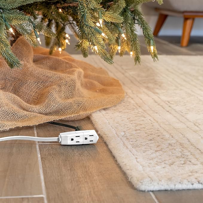 GE 3-Outlet Flat Extension Cord 3 Ft Grounded Extension Cord with Multiple Outlets 3 Prong Outlet Extender Flat Plug Power Strip Indoor 16 Gauge UL Listed 2 Pack White 69871