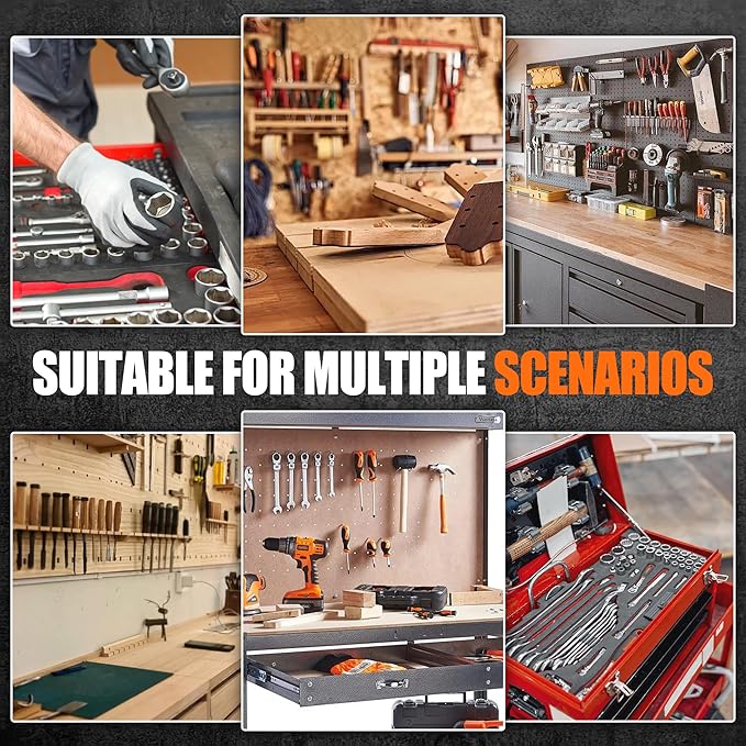4PCS 23.8" X 15.8" Tool Box Liner, Trap Mat Universal Tool Drawer Liner, Non-slip Toolbox Drawer Liners, Professional Foam for Cabinet, Shelf, Workbench