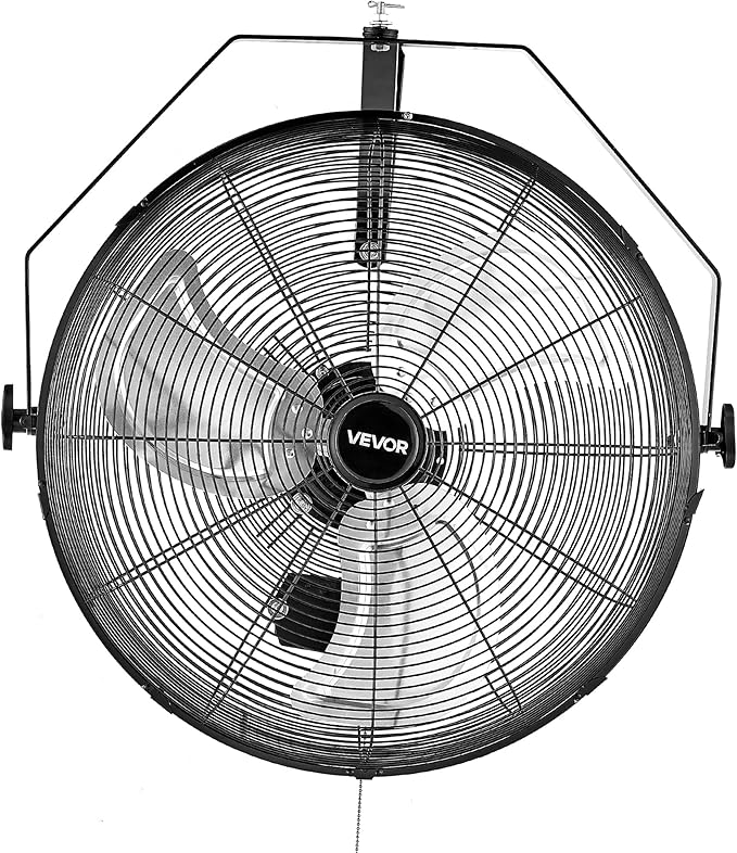VEVOR 20 Inch Industrial Wall Mount Fan, High Velocity 4650 CFM with 3 Speeds, Powerful Motor with Aluminum Blades for Workshop, Warehouse, Greenhouse, Commercial