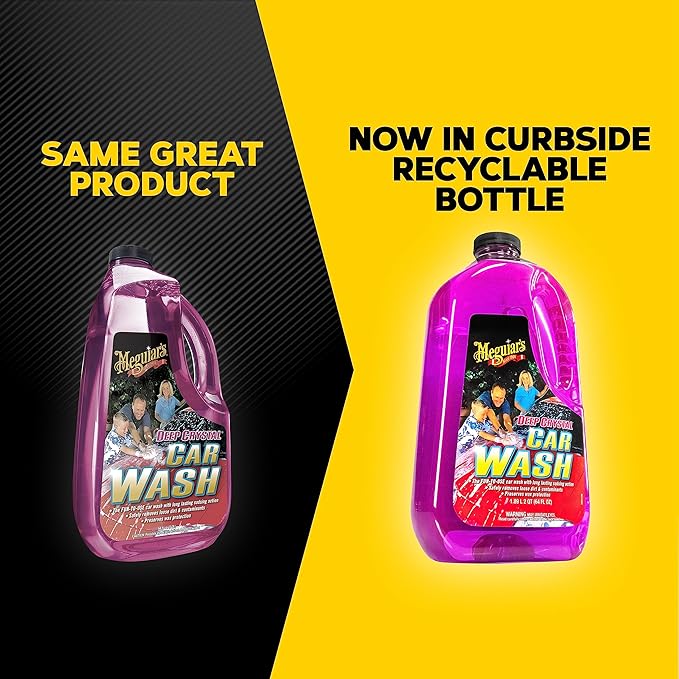 Meguiar's Deep Crystal Car Wash - Car Wash Shampoo that Cleans Paint, Enhances Gloss, and Preserves Wax Protection, pH Balanced Car Wash Soap with Excellent Foaming Action, 64 Oz