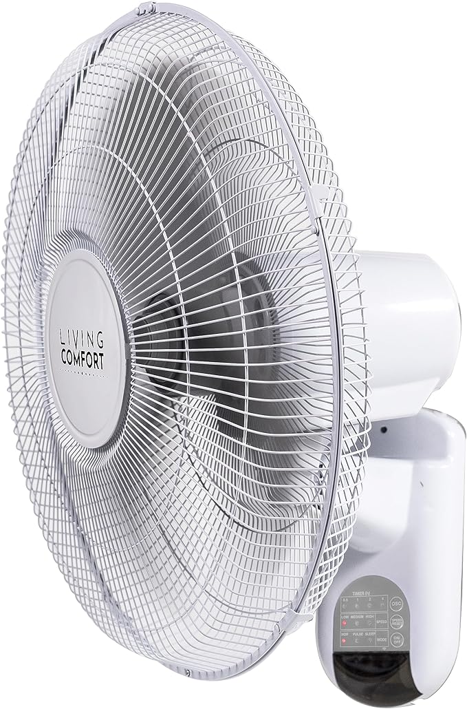 Comfort Zone 16-Inch Smart WiFi Wall Mount Fan, Oscillating 3-Speed Indoor Fan with App Control, Timer & Sleep Mode – Quiet Adjustable Tilt, All-Metal Grille – Space-Saving Cooling for Home or Office