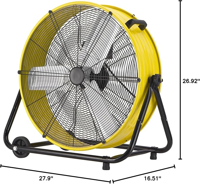 Uthfy 24 Inch Heavy Duty Industrial Drum Fan, 320W High Velocity Floor Fan with 3 Speeds, 360° Tilt Metal Garage Fan for Warehouse, Commercial, Workshop, Factory and Basement