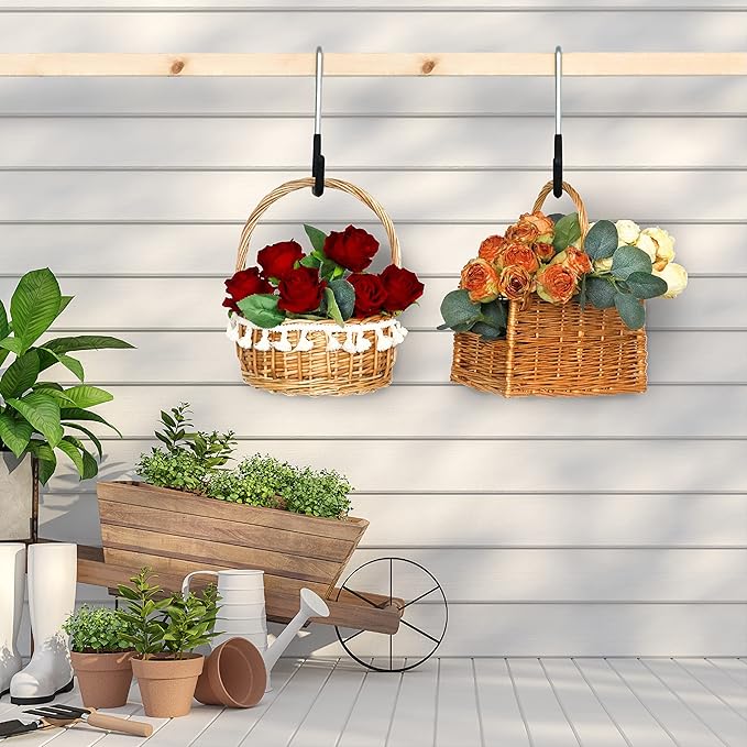 POETISKE Rafter Hanger Hook, Large S Hooks for Hanging, Ladder Hanger, Bike Hooks, Garage Storage Organizer, Black 8PC