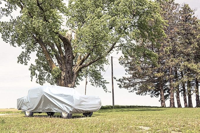 SEAZEN Car Cover 6 Layers, Waterproof Truck Car Cover, Snowproof/UV Protection/Windproof, Universal Car Covers Breathable Fabric with Cotton (231" to 242")
