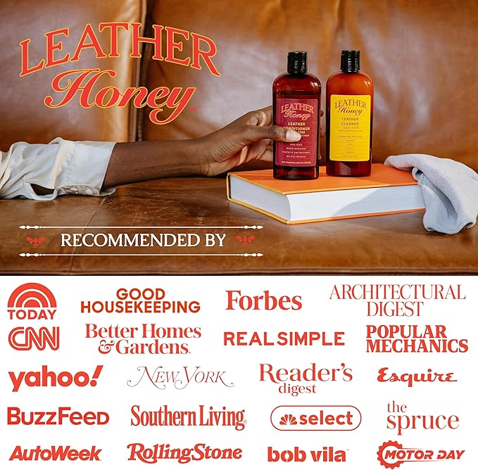 Leather Honey Complete Leather Care Kit Including 8 oz Cleaner, 32 oz Conditioner and 2 Applicator Cloths for use on Leather Apparel, Furniture, Auto Interiors, Shoes, Bags and Accessories