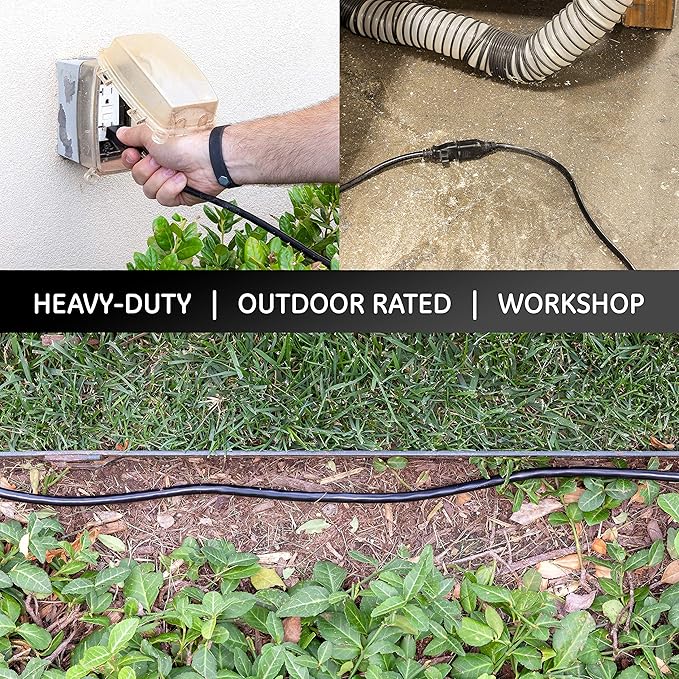 UltraPro Outdoor Extension Cord, 15 Ft, Heavy Duty, UL Certified 3 Prong, 16 AWG 125 VAC Outdoor, Multipurpose Long, 2 pack, Black, 46865