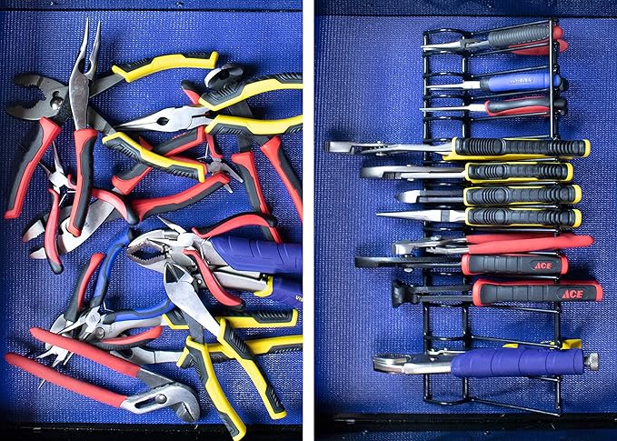 Plier Organizer Rack for Tool Box Storage, Holds Regular and Wide Handle Pliers, Fits Toolbox or Chest Drawers, Durable and Space-Saving Design (1 Pack)
