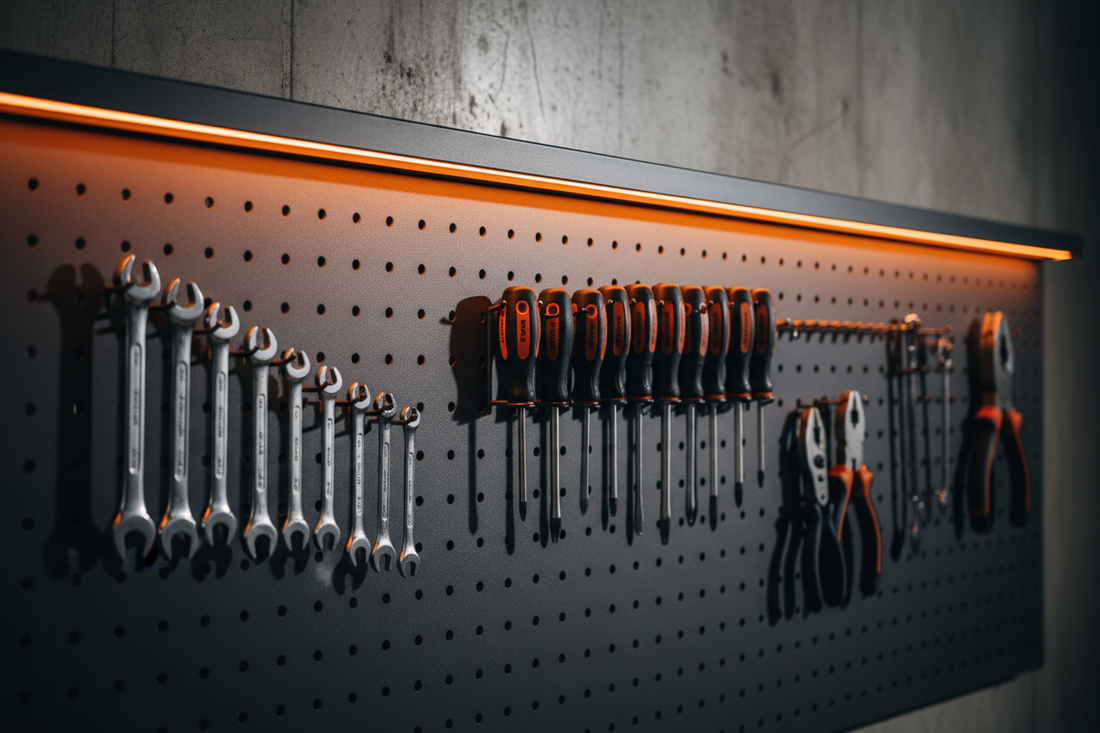 Organized tool chest with drawers open showing neatly arranged hand tools and sockets