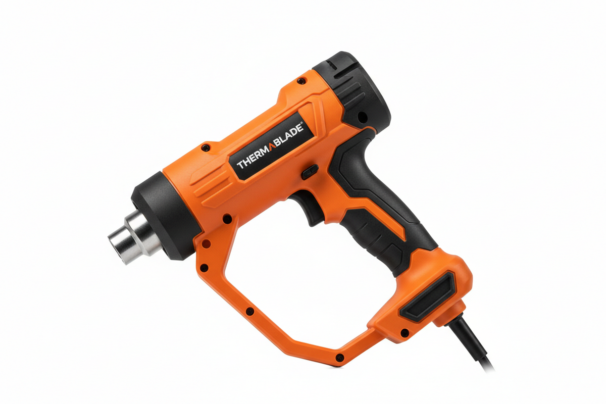 Heat gun used to remove adhesive from car surface