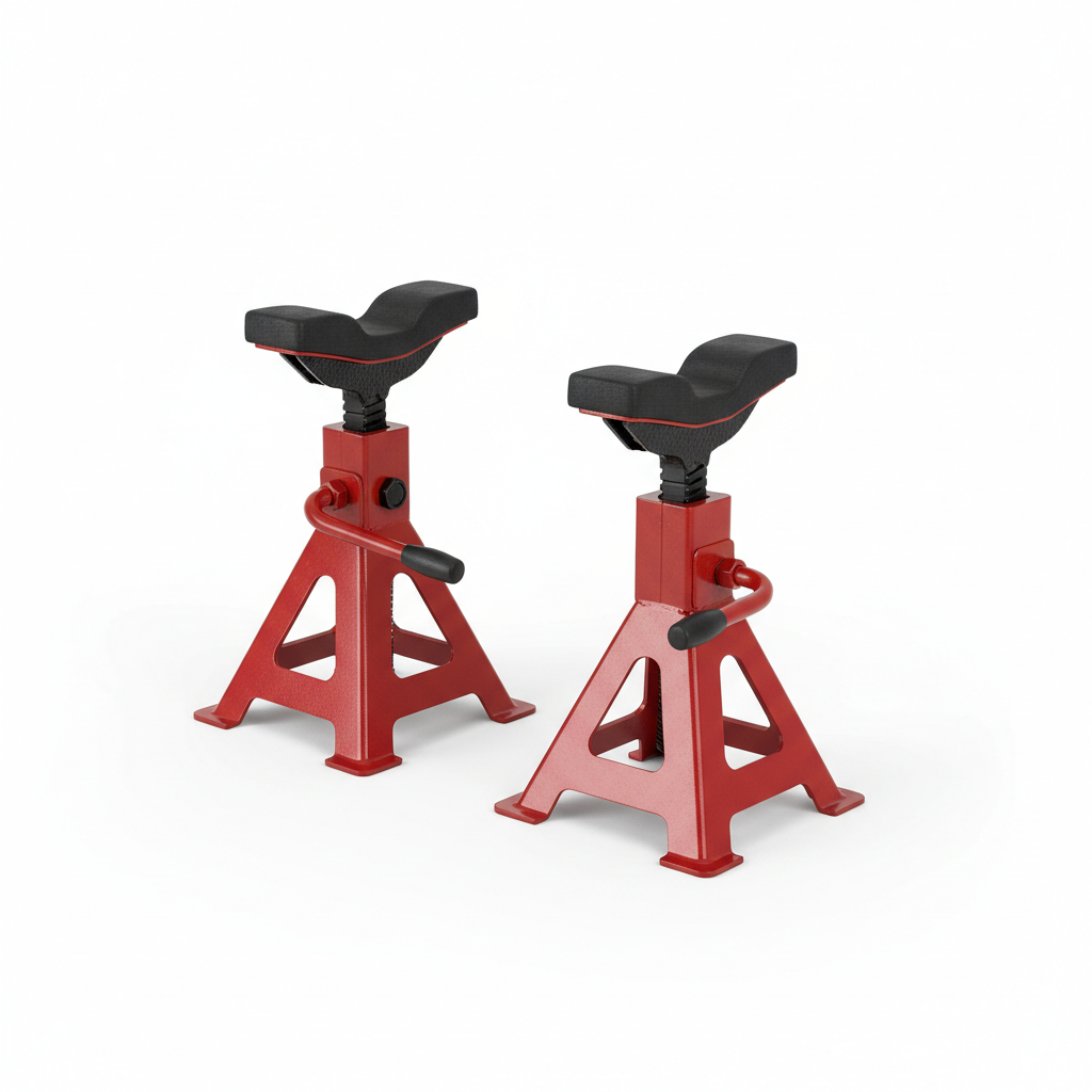 Jack stands supporting a car during maintenance