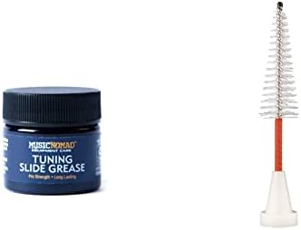 MusicNomad Tuning Slide Grease Lube for Trumpet, Trombone, French Horn, Tuba, Euphonium & Brass Instruments (MN705) & Pro Tec Trombone Mouthpiece Protector Brush by Protec, Model A261