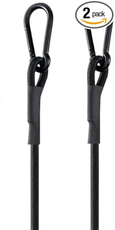 96'' Real Heavy Duty Carabiner Bungee Cords Outdoor with 190 Lbs Max Break Strength, Black Bungee Straps with Upgraded Carabiner Hooks for Luggage Rack, Cargo, Hand Carts, Bike, Camping, etc (2 Pcs)