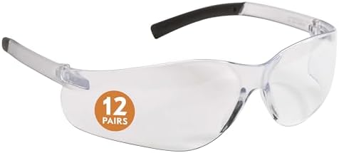 KleenGuard V20 Purity Safety Glasses (25650), UV Protection, Hardcoated Clear Lenses with Clear Temples, 12 Pairs / Case